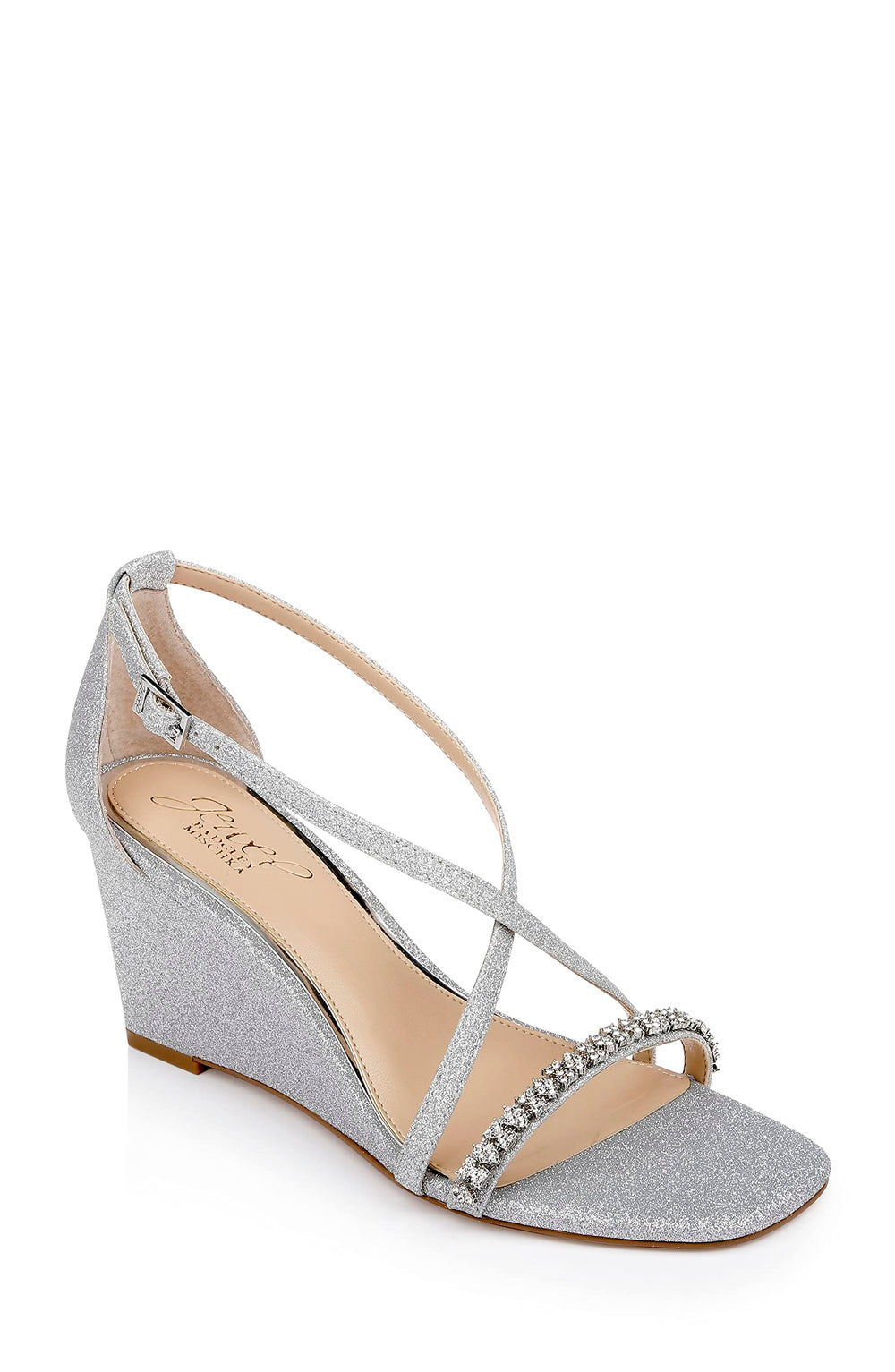Jewel Badgley Mischka Adelynn ornamented wedge heel for refined evening wear