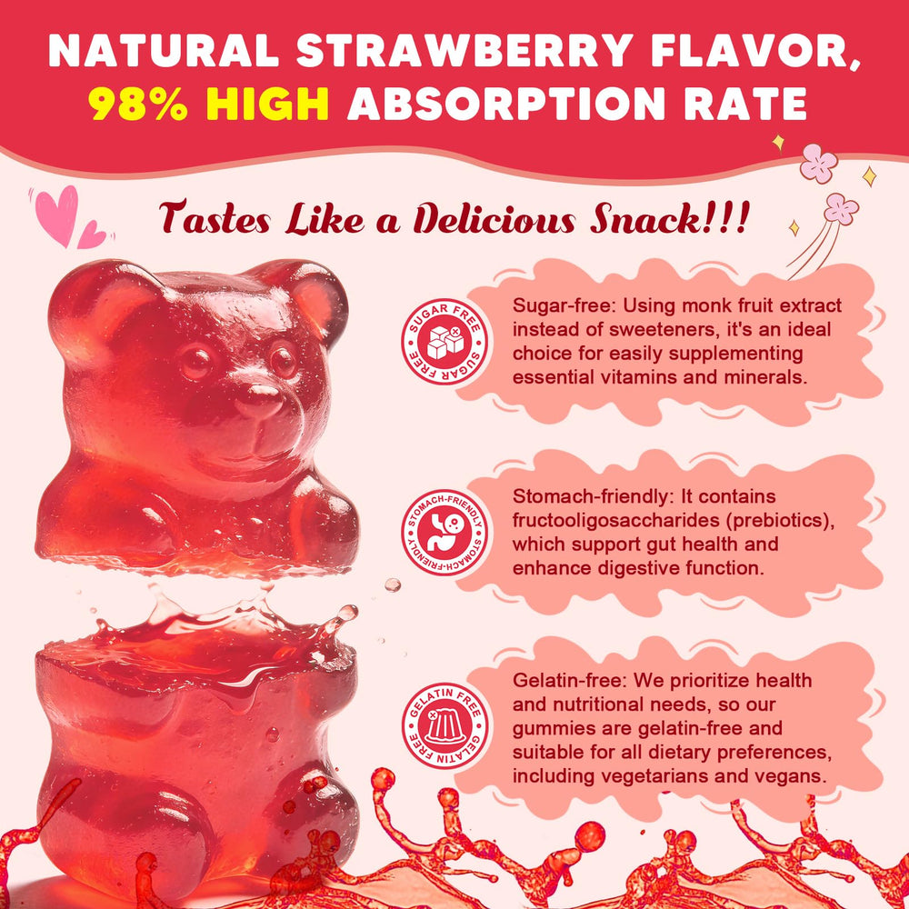 Strawberry-flavored gummies illustrating monk fruit sweetness.