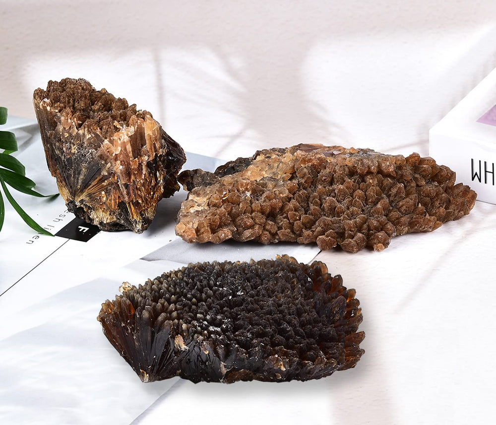 JIC Gem amber calcite cluster geode showcases honey-gold glow in sunlight or lamplight