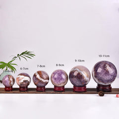 JIC Gem amethyst sphere on stand viewed from the side