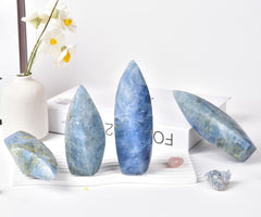 JIC Gem blue crystal tower on living room shelf for decor