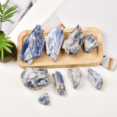 JIC Gem blue kyanite irregular stones ideal for meditation corners and shelf accents.
