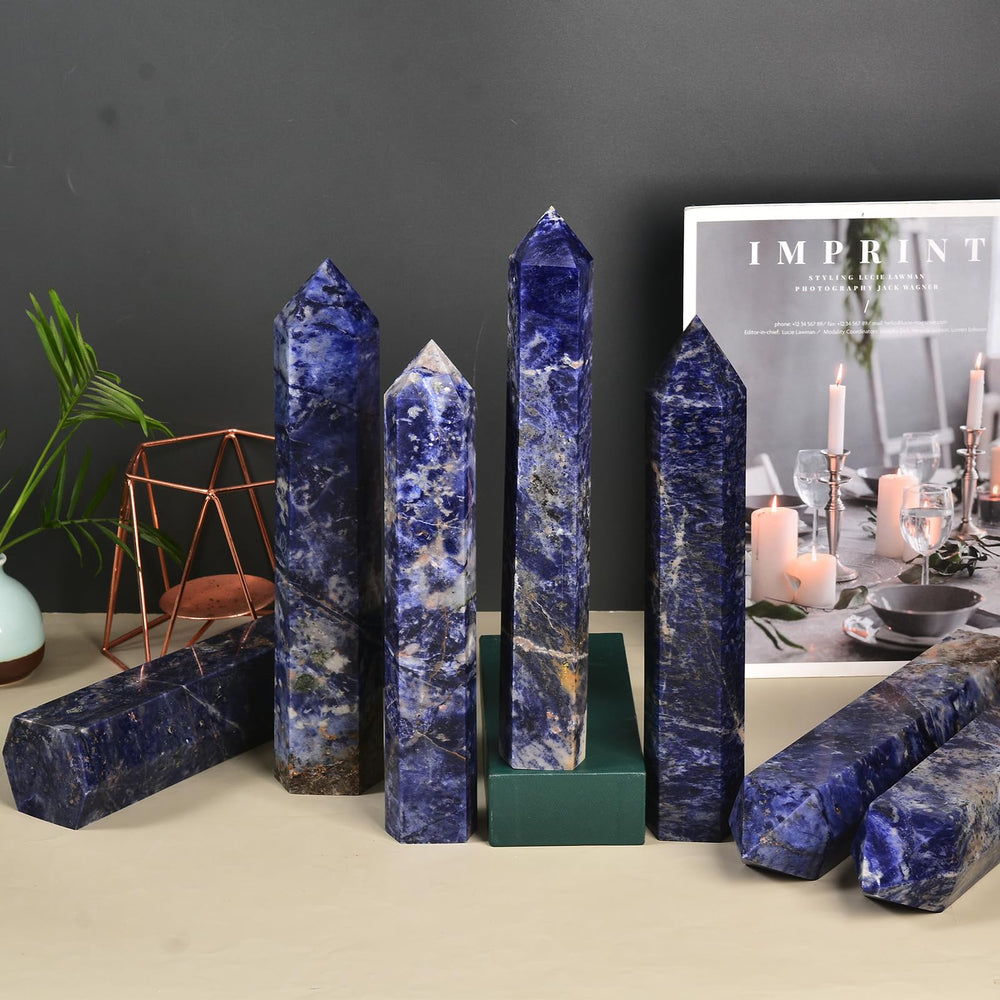 JIC Gem blue sodalite obelisk encourages balance and focus