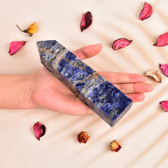 JIC Gem Blue Sodalite Tower close-up of apex for energy direction.