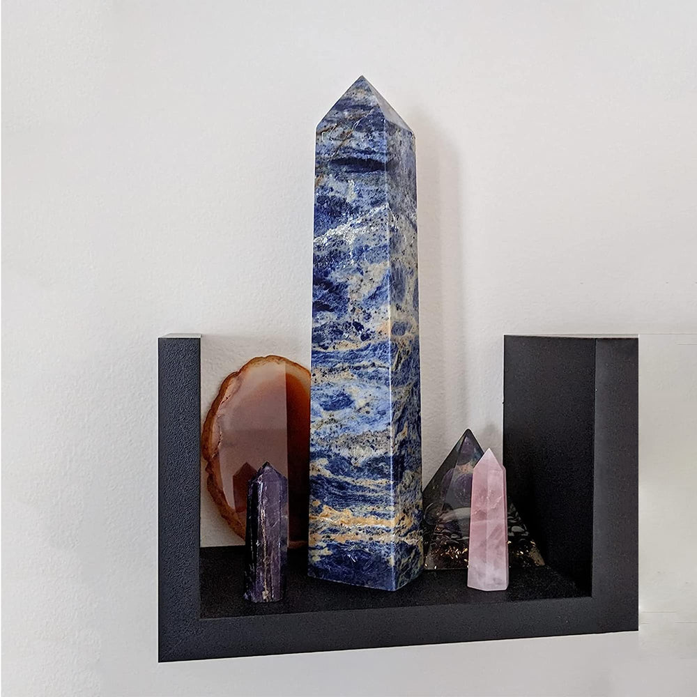 JIC Gem Blue Sodalite Tower in a calm room setup.
