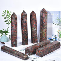 JIC Gem red agate tower used in meditation space for focus