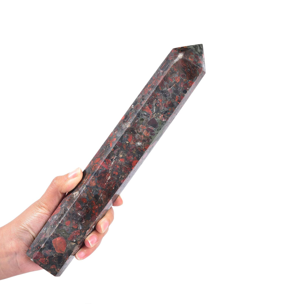 JIC Gem Brazilian red agate crystal tower for meditation and energy balance.
