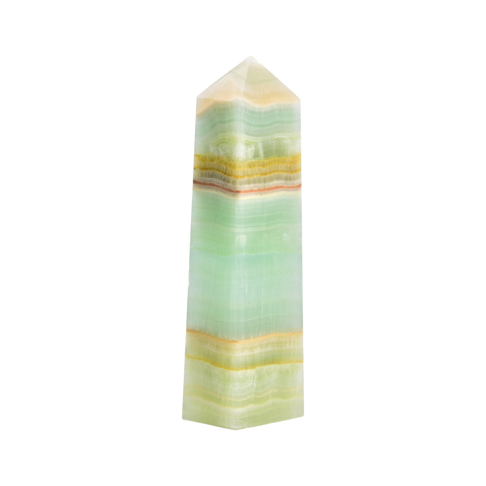 JIC Gem Caribbean Calcite wand closeup highlights smooth polish and natural texture