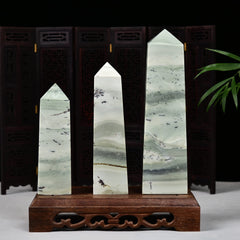 JIC Gem dendritic jade tower decorating an office desk
