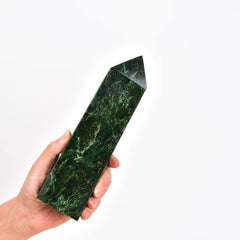 JIC Gem extra large emerald quartz tower with tetrahedral point for focus and balance