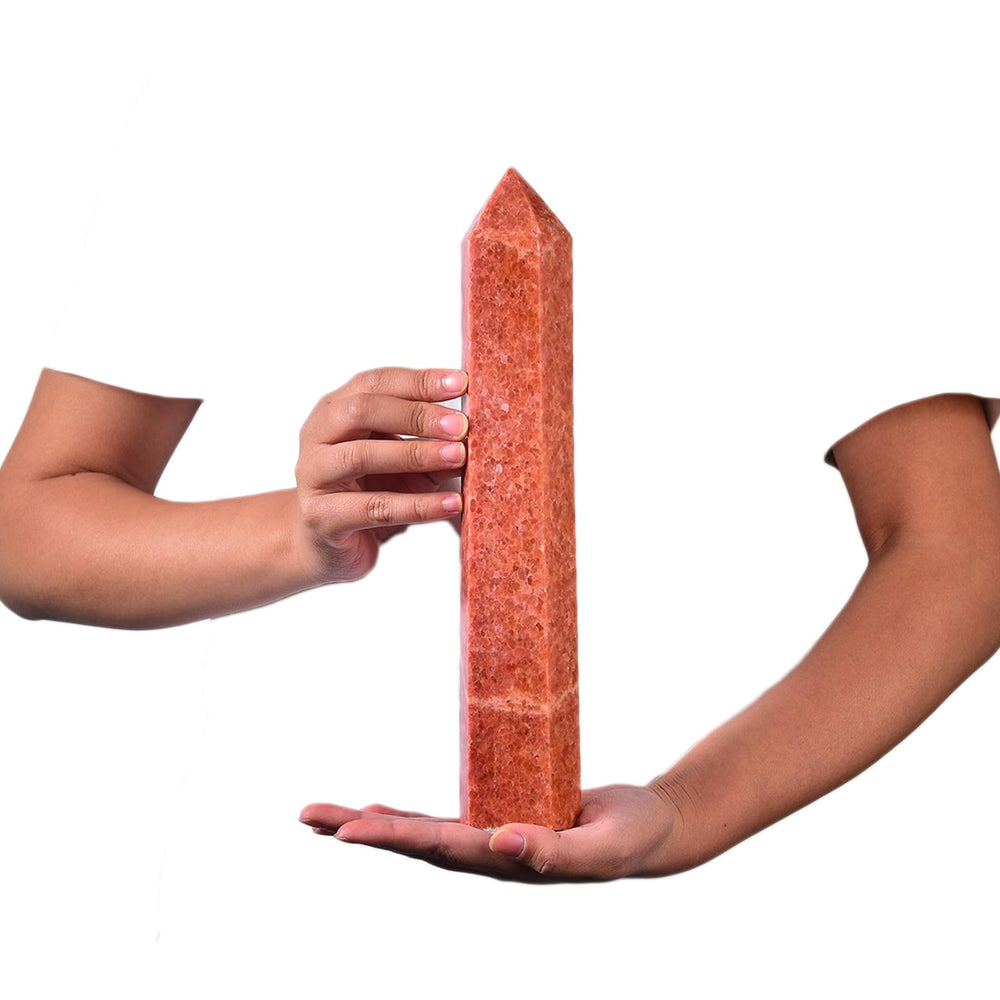 JIC Gem extra-large sunstone wand, shimmering face, ideal for meditation and stress-friendly focus.