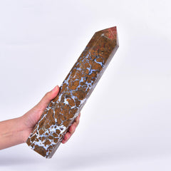 JIC Gem extra large yellow agate tower wand with natural color for meditation and balance.