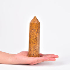 JIC Gem Golden Silk Jade crystal tower wand for serene energy balance at home
