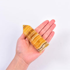 JIC Gem large fluorite crystal wand aids concentration and calming energy.