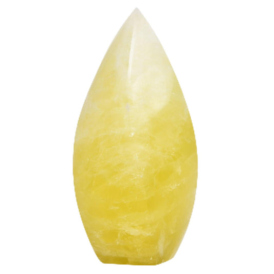 JIC Gem Lemon Quartz Obelisk front view for a calm, focused workspace.