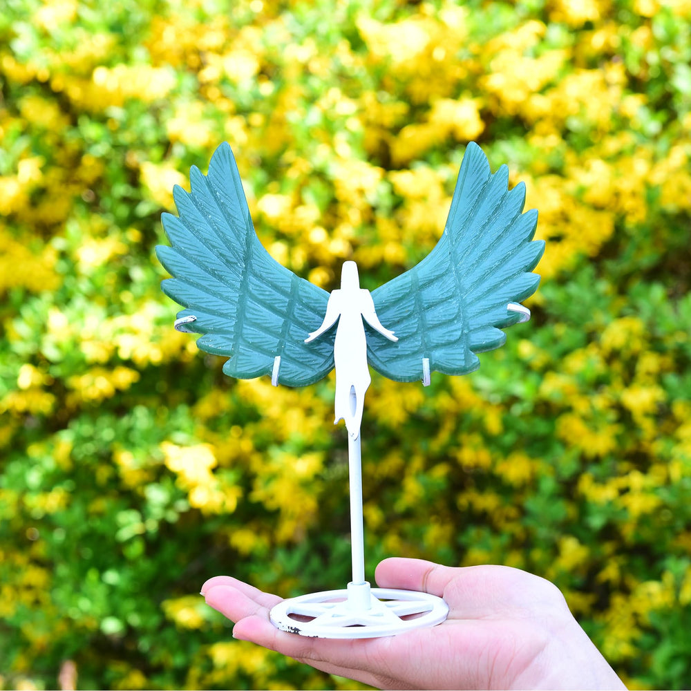 JIC Gem natural green aventurine crystal angel wings enhances positive energy