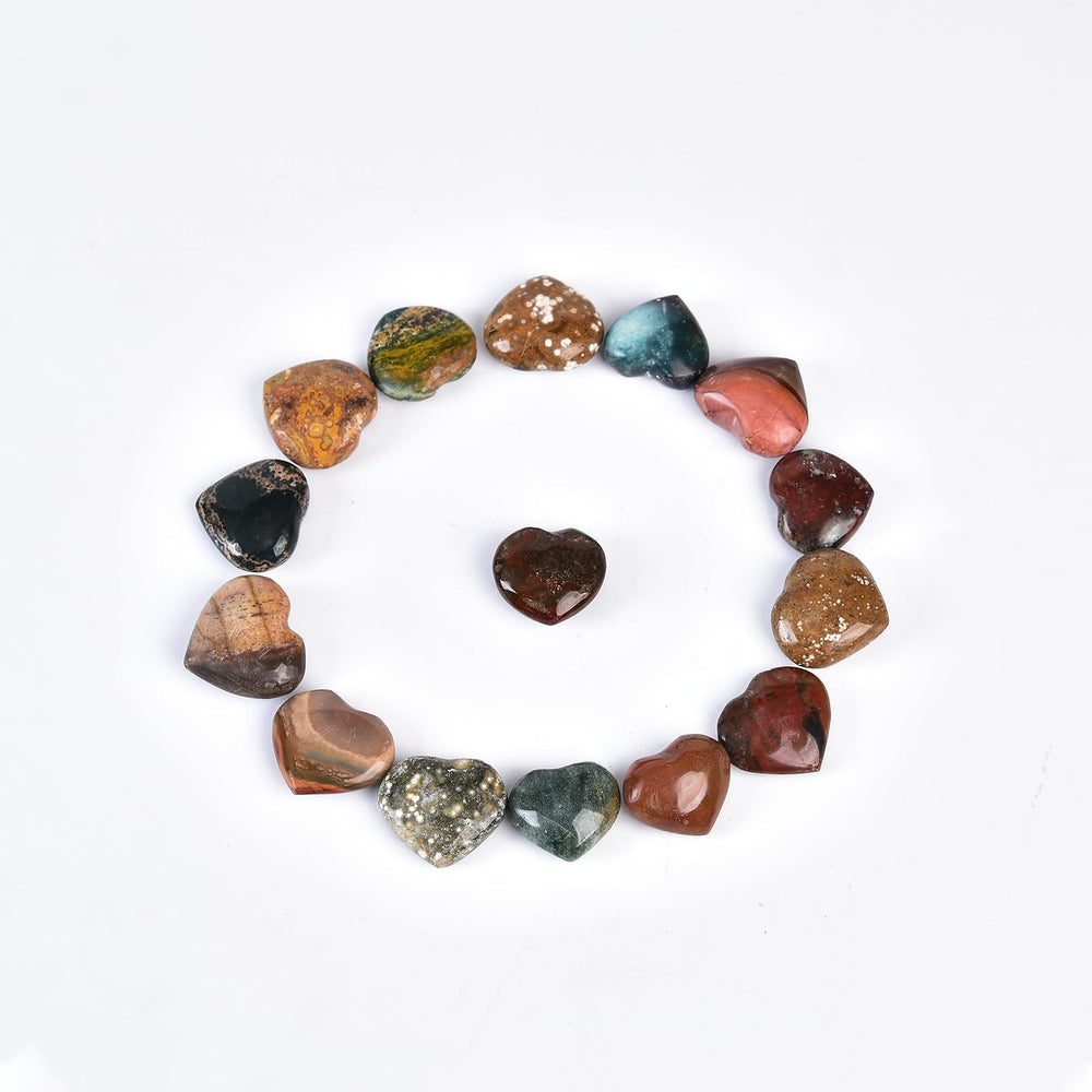 JIC Gem Ocean Jasper heart stones collection for meditation and balance
