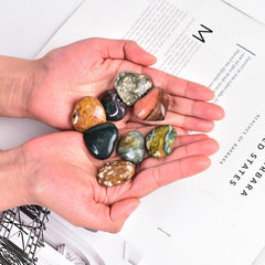 JIC Gem polished heart stones with vibrant color for mindfulness