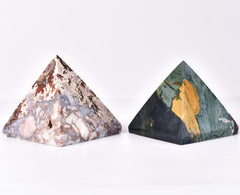 JIC Gem Ocean Jasper pyramid in a yoga nook aids mindful breathing and balance