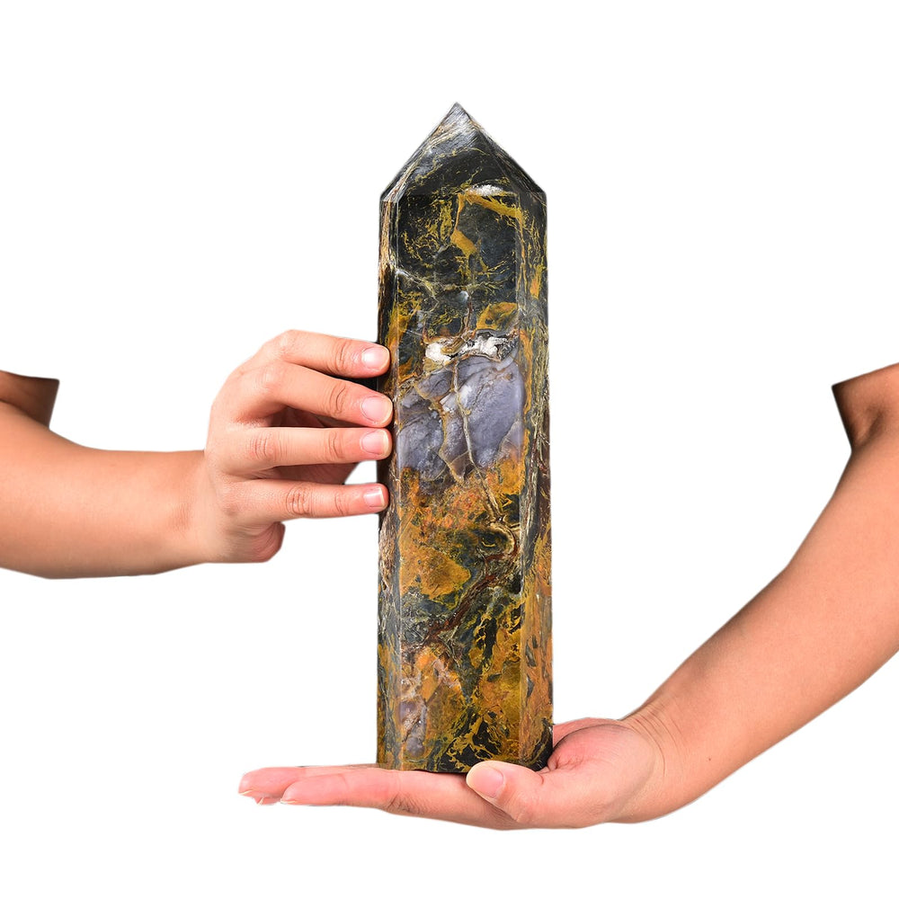 JIC Gem pietersite quartz wand with six facets for meditation