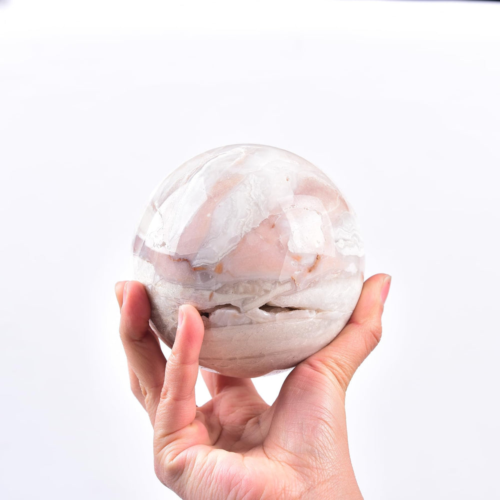JIC Gem pink agate crystal ball ideal for focus during meditation