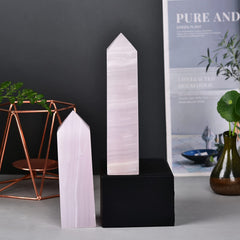 JIC Gem pink calcite tower as home and office decor with calming vibes