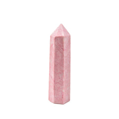 JIC Gem pink powder opal quartz obelisk tower front view for meditation space