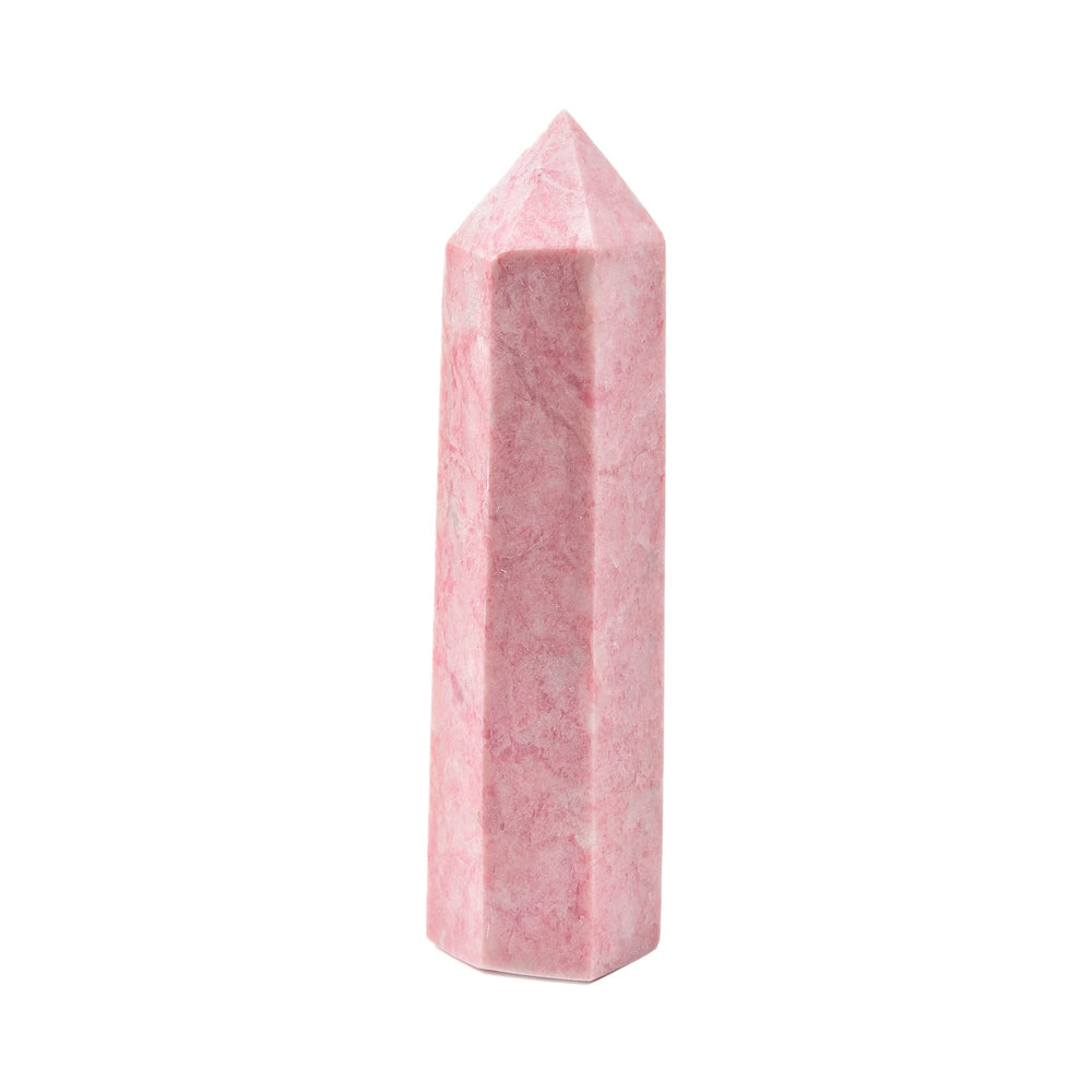 JIC Gem Pink Powder Opal wand close-up highlighting facets for meditation and calm energy