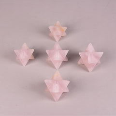 JIC Gem pink rose quartz dodecahedron star shape supports energy flow.