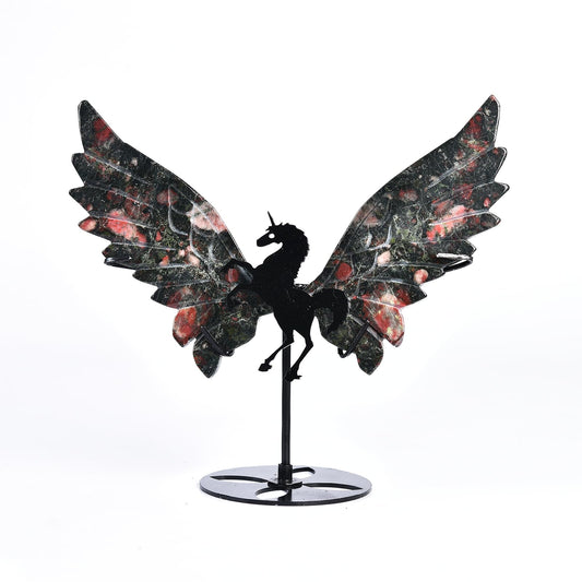 JIC Gem plum blossom jade unicorn wings pair enhances meditation space with calming energy.