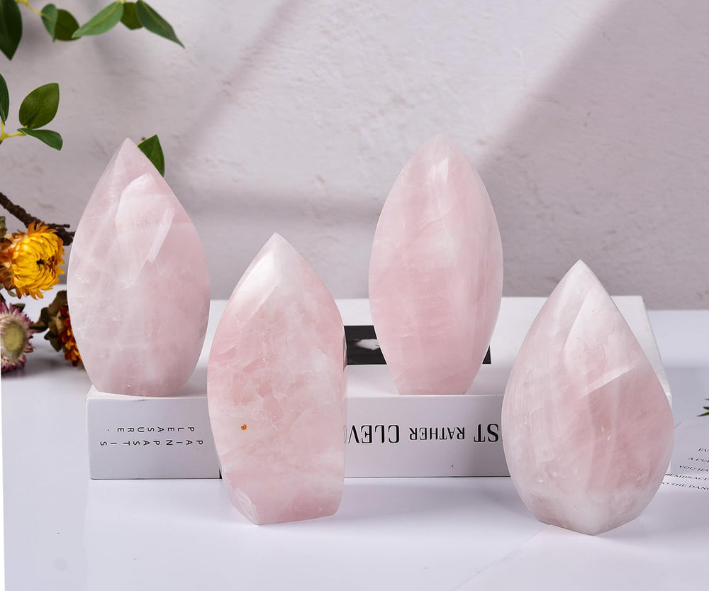 JIC Gem rose quartz hand-polished crystal showcases natural beauty.