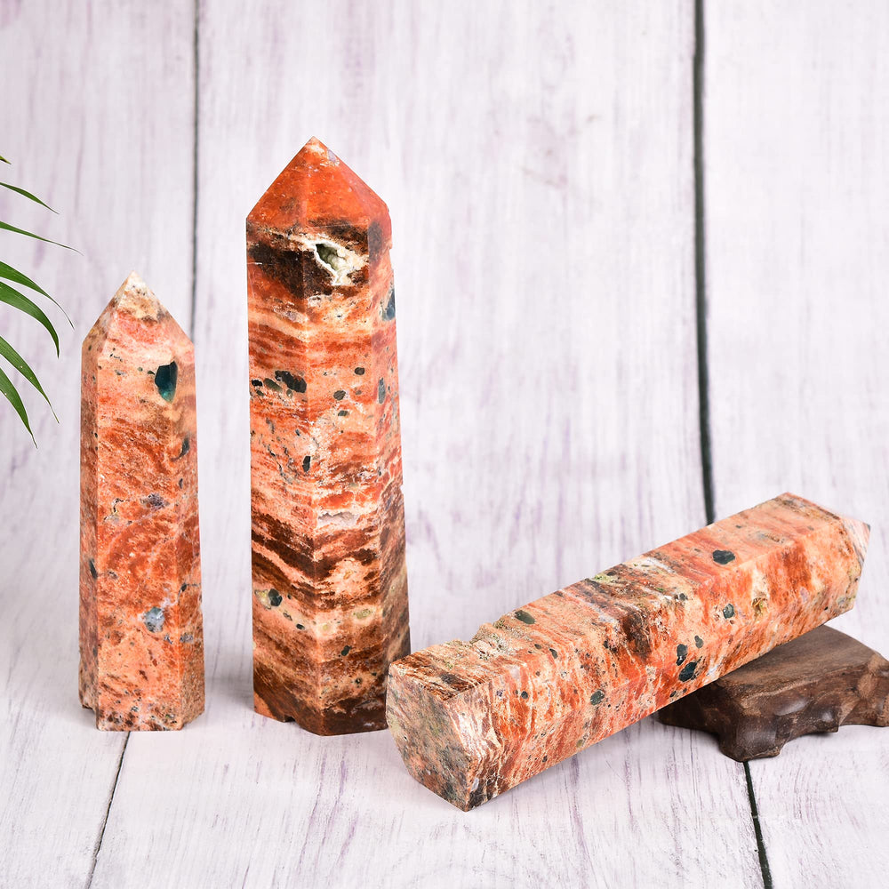 JIC Gem sunstone crystal altar decor piece with warm hues and energy.