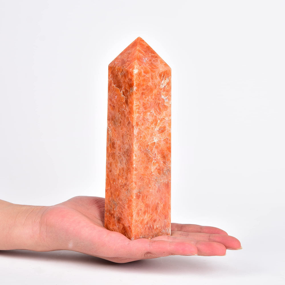 JIC Gem Sunstone obelisk tower front view for energy focus during meditation