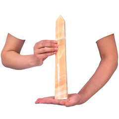 JIC Gem yellow calcite wand, six-faceted for focused meditation.