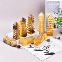 JIC Gem Yellow Fluorite Gift Tower symbolizes wealth and wisdom.