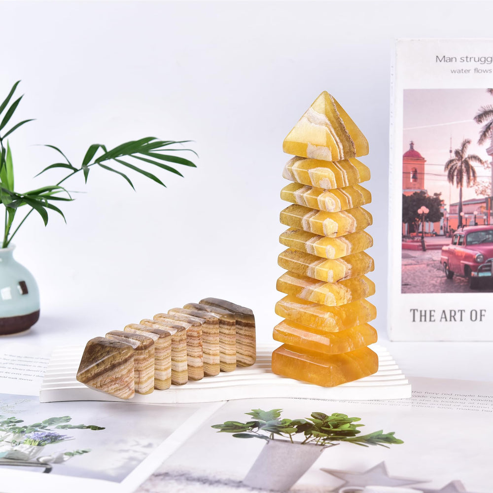 JIC Gem Yellow Fluorite Crystal Tower suits office, home, or studio.
