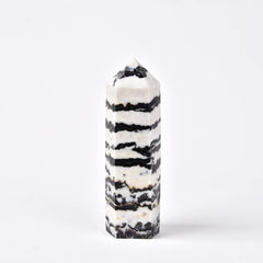 JIC Gem Zebra Jasper wand, 6-faced crystal tower, ideal for meditation and energy focus