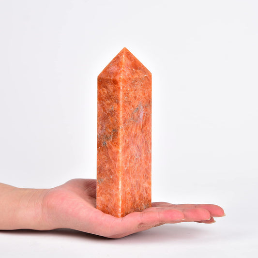 JIC Gem sunstone quartz obelisk tower enhances meditation clarity