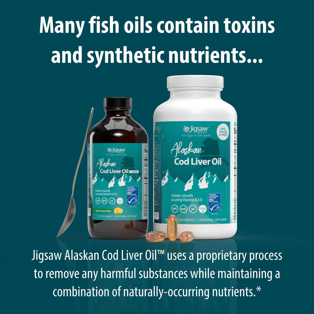 Jigsaw Health Cod Liver Oil spoon measure, ready for precise daily dosing.