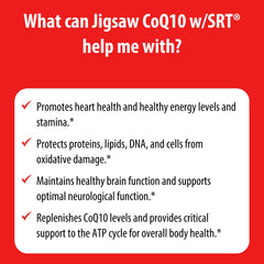Jigsaw Health CoQ10 w/SRT packaging on shelf with branding.
