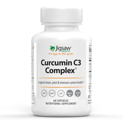 Jigsaw Health Curcumin C3 Complex bottle front for daily antioxidant support.