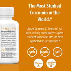 Label detail on Jigsaw Health Curcumin C3 Complex with 95% curcuminoids.