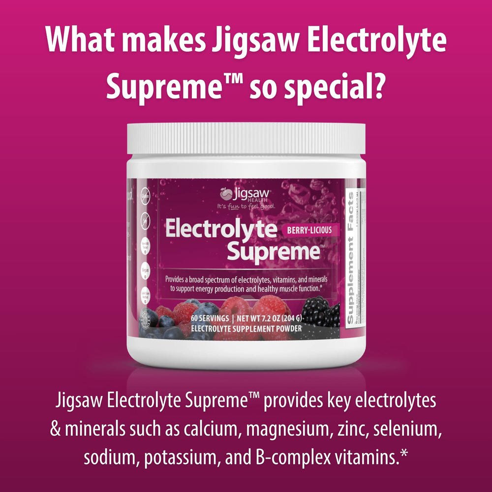 Jigsaw Health Electrolyte Supreme ideal for active workouts and recovery.