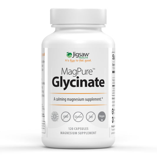 Jigsaw Health MagPure Glycinate bottle for daily magnesium support.