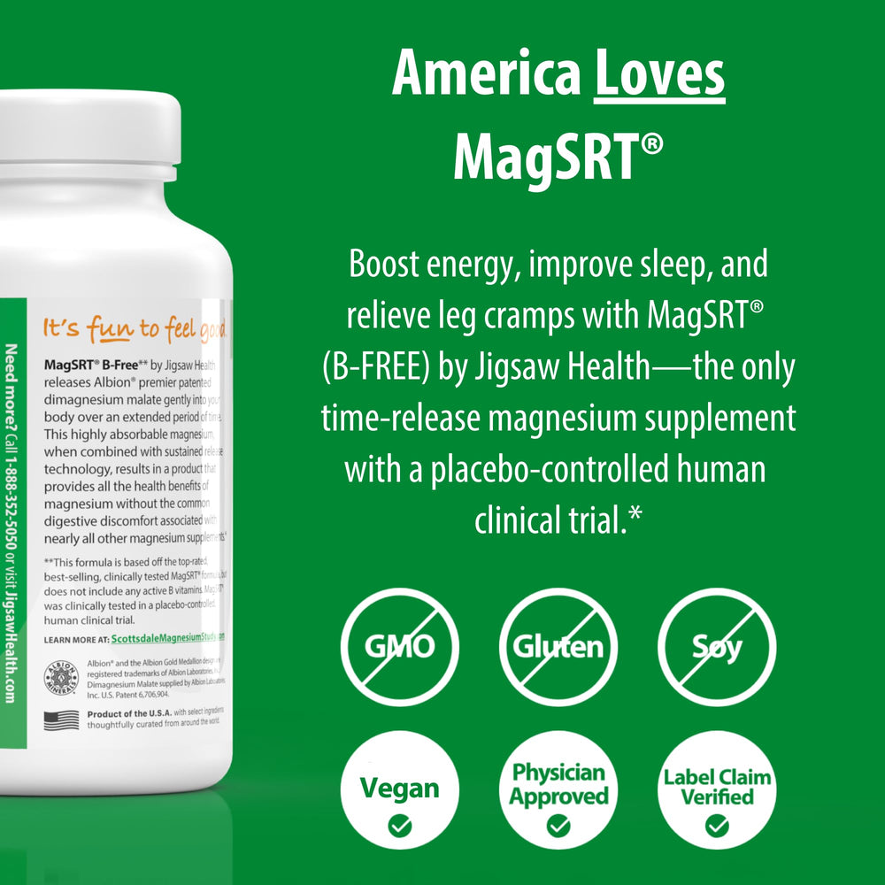 Jigsaw Health MagSRT box packaging on desk emphasizing 60-serving supply.