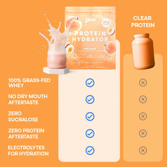Jive Clear Protein Powder White Peach packets on-the-go demonstrate convenient nutrition.