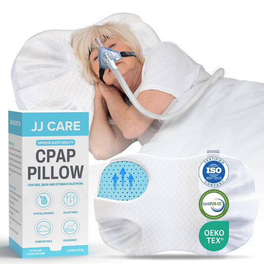 JJ CARE CPAP Pillow side cutouts for secure mask seating and comfort