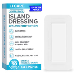 JJ CARE waterproof island dressing in use for dry protection of a light wound