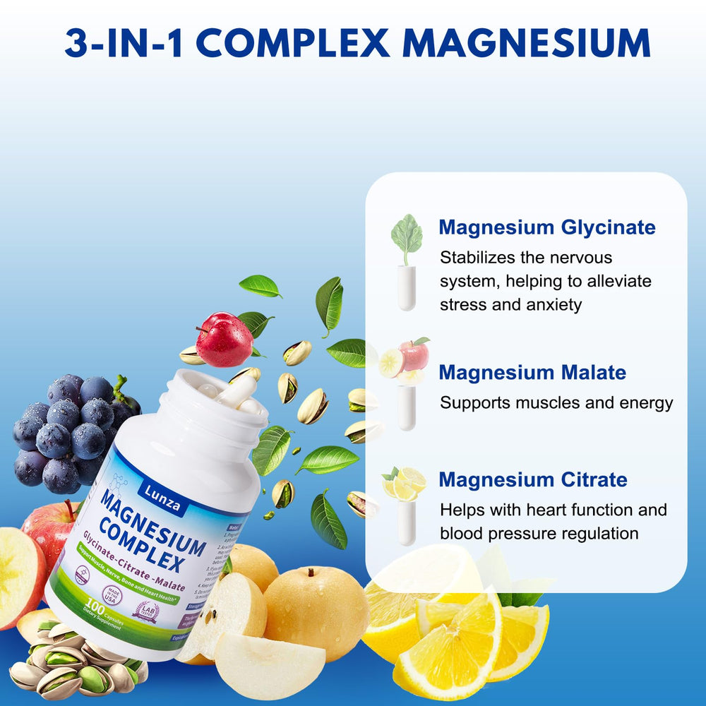 Jkrova Reacted Magnesium three-forms close-up showing glycinate, malate, citrate.