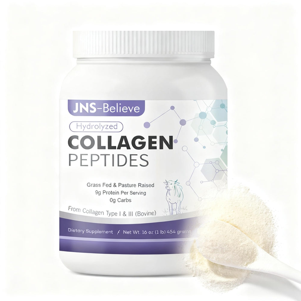 JNS-Believe collagen peptides front label for versatile daily mixing.